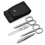 Mont Bleu s.r.o.,Hans Kniebes 4-piece Men’s Manicure Set in Amalfi Leather Case, Made in Germany,Hans Kniebes 4dílná pánská manikúrová sada v koženém pouzdře Amalfi, vyrobeno v Německu