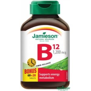 Jamieson Vitamin B12, 1200mcg with post.release. 80, Jamieson Vitamín B12 1200mcg s post.uvolňov. 80 