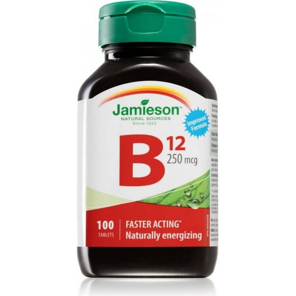 Jamieson Vitamin B12 cyanocobalamin 250mcg 100, Jamieson Vitamín B12 kyanokobalamín 250mcg 100