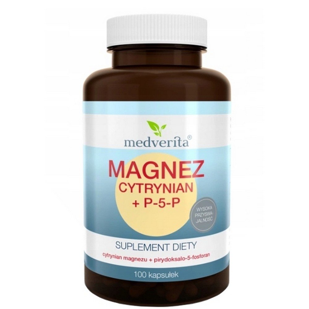 Medverita, MAGNESIUM CITRATE + P-5-P NERVOUS SYSTEM MEMORY 100 caps, CYTRYNIAN MAGNEZU + P-5-P PAMIĘĆ UKŁADU NERWOWEGO 100 kaps.
