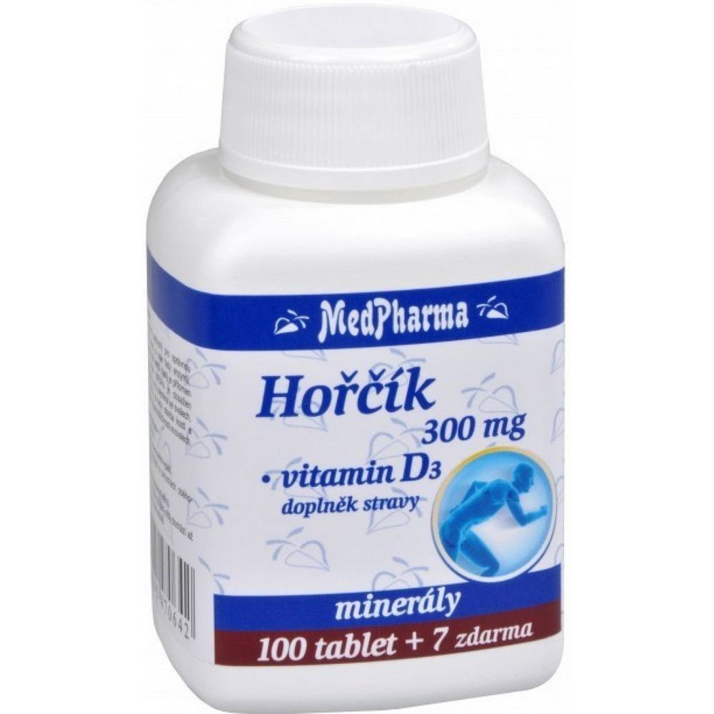 MedPharma Magnesium 300 mg + Vitamin D3 107, MedPharma Hořčík 300 mg + Vitamín D3 107