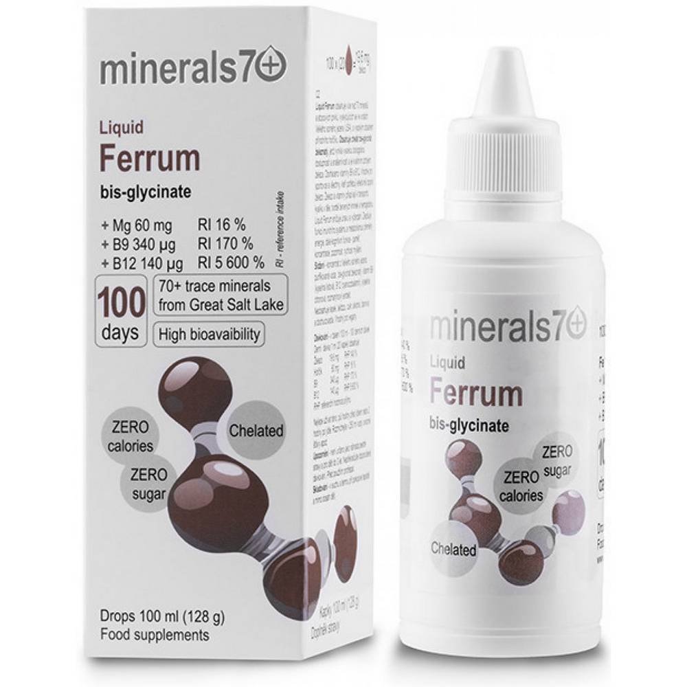 Minerals70 Liquid Ferrum koncentrát s vysokým obsahem železa 100