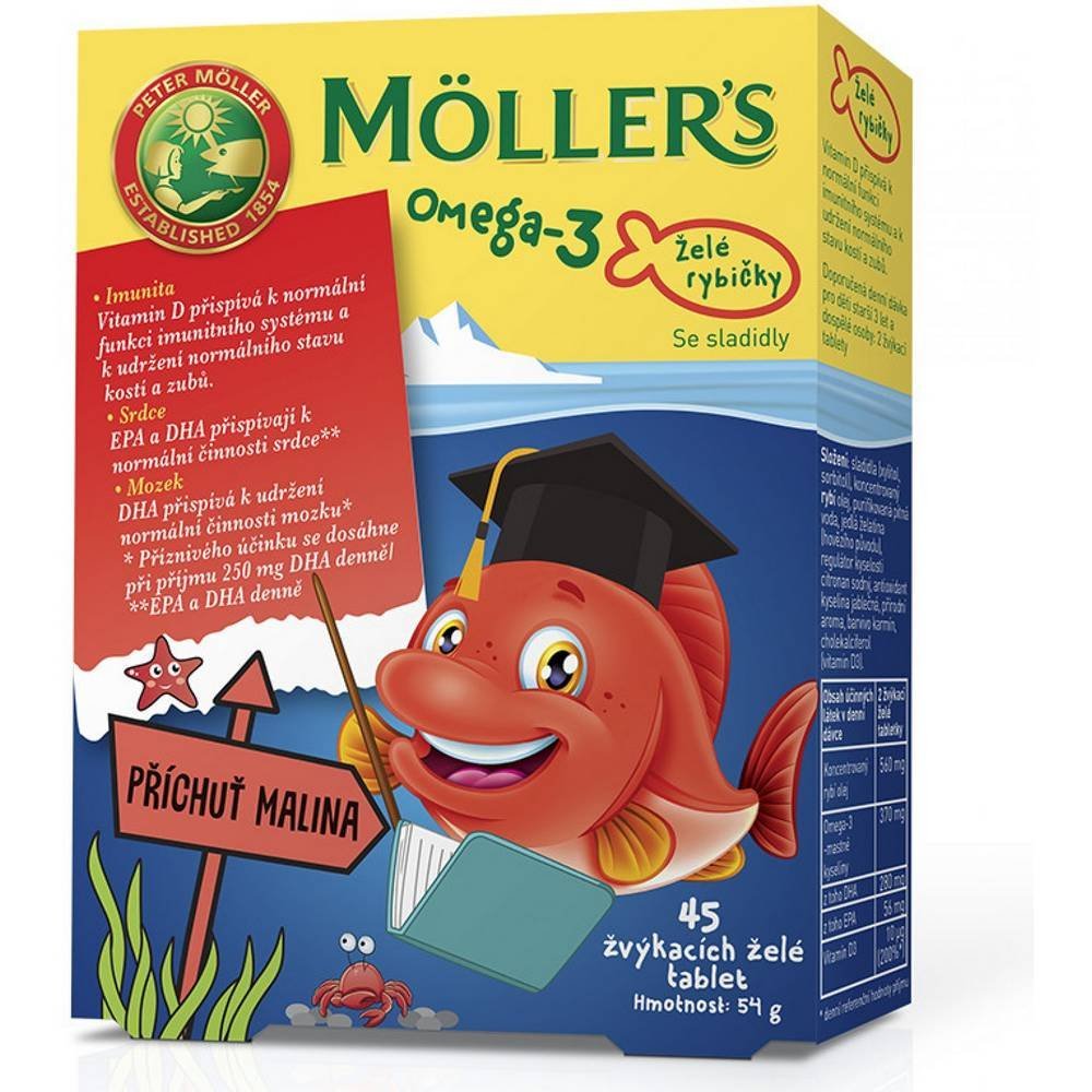 Mollers Omega 3 Jelly fish 45 pcs, Mollers Omega 3 Želé rybičky 45 ks