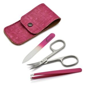 Mont Bleu s.r.o.,Mont Bleu 3-piece Manicure Set in Leatherette Case, P,Mont Bleu 3dílná sada na manikúru v koženém pouzdře, P