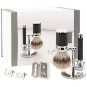 Mühle metal chrome-plated shaving set,Mühle Rasierset aus verchromtem Metall