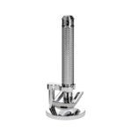 MÜHLE Shaving Set - Safety Razor with Open Comb and Chrome Metal Stand,MÜHLE Rasierset – Rasierhobel mit offenem Kamm und verchromtem Metallständer