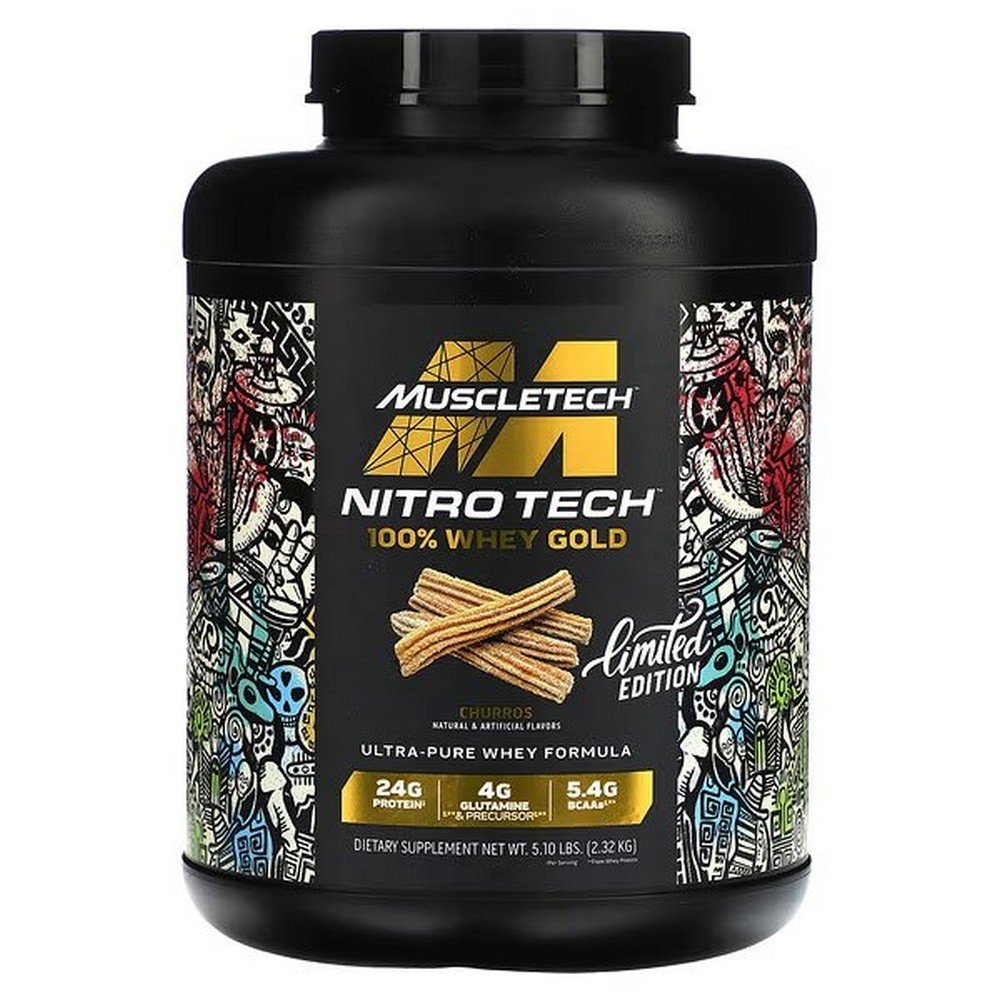 MuscleTech, Nitro Tech, 100% Whey Gold, 100% Whey Protein, Limited Edition, Churros, 2.32 kg (5.10 lbs.),MuscleTech, Nitro Tech, 100% Whey Gold, 100% Molkenprotein, Limited Edition, Churros, 2,32 kg (5,10 lbs.)