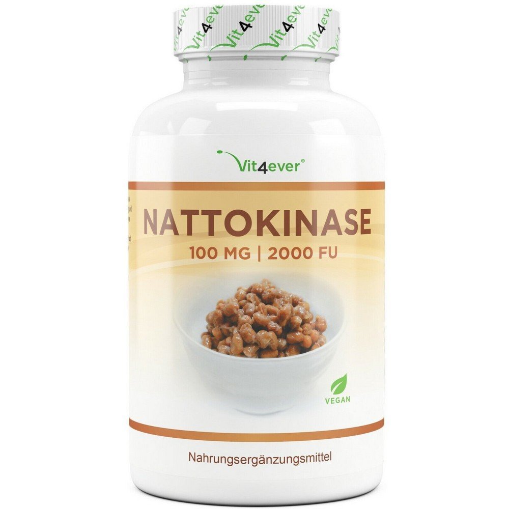 Nattokinase - 180 capsules of 100 mg = 2000 FU per capsule - high dose + vegan,Nattokinase - 180 kapsułek po 100 mg = 2000 FU na kapsułkę - wysoka dawka + wegańska,Vit4ever