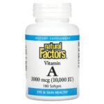 Natural Factors, Vitamin A, 3,000 mcg (10,000 IU), 180 softgels,Natural Factors, Vitamin A, 3.000 mcg (10.000 IU), 180 Weichkapseln