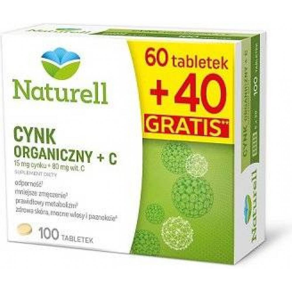NATURELL ORGANIC ZINC + C, TABLETS, 100 PIECES, NATURELL ORGANIC CYNK + C, TABLETKI, 100 SZT