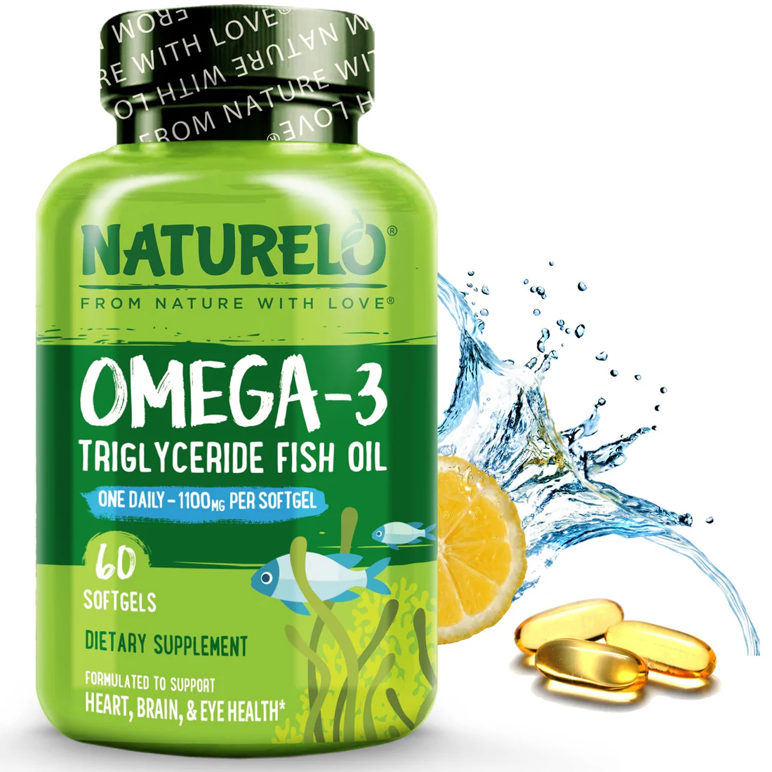 NATURELO, Omega-3 Triglyceride Fish Oil, fish oil with omega-3 triglycerides, 1,100 mg, 120 soft capsules,NATURELO, Omega-3 Triglyceride Fish Oil, Fischöl mit Omega-3-Triglyceriden, 1.100 mg, 120 Weichkapseln