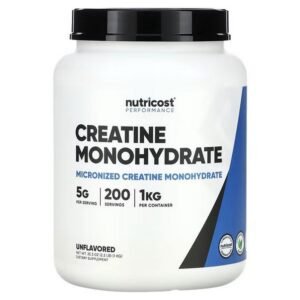 Nutricost, Performance, Creatine Monohydrate, Performance, Creatine Monohydrate, Unflavored, 1 kg (2.2 lb.),Nutricost, Performance, Creatine Monohydrate, Leistungsfähigkeit, Kreatinmonohydrat, geschmacksneutral, 1 kg (2,2 lb.)