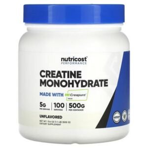 Nutricost, Performance, Creatine Monohydrate, Unflavored, 500 g (1.1 lb.),Nutricost, Performance, Kreatinmonohydrat, geschmacksneutral, 500 g (1,1 lb.)
