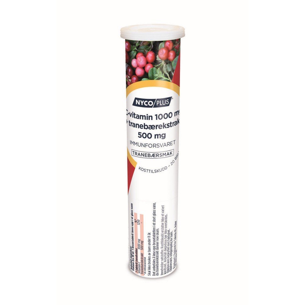 Nycoplus vitamin C 1000 effervescent tablets cranberry 20