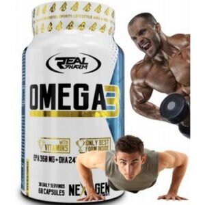 RealPharm, OMEGA 3 FATTY ACIDS fish oil VITAMIN E 60 caps, KWASY TŁUSZCZOWE OMEGA 3 olej rybny WITAMINA E 60 kaps