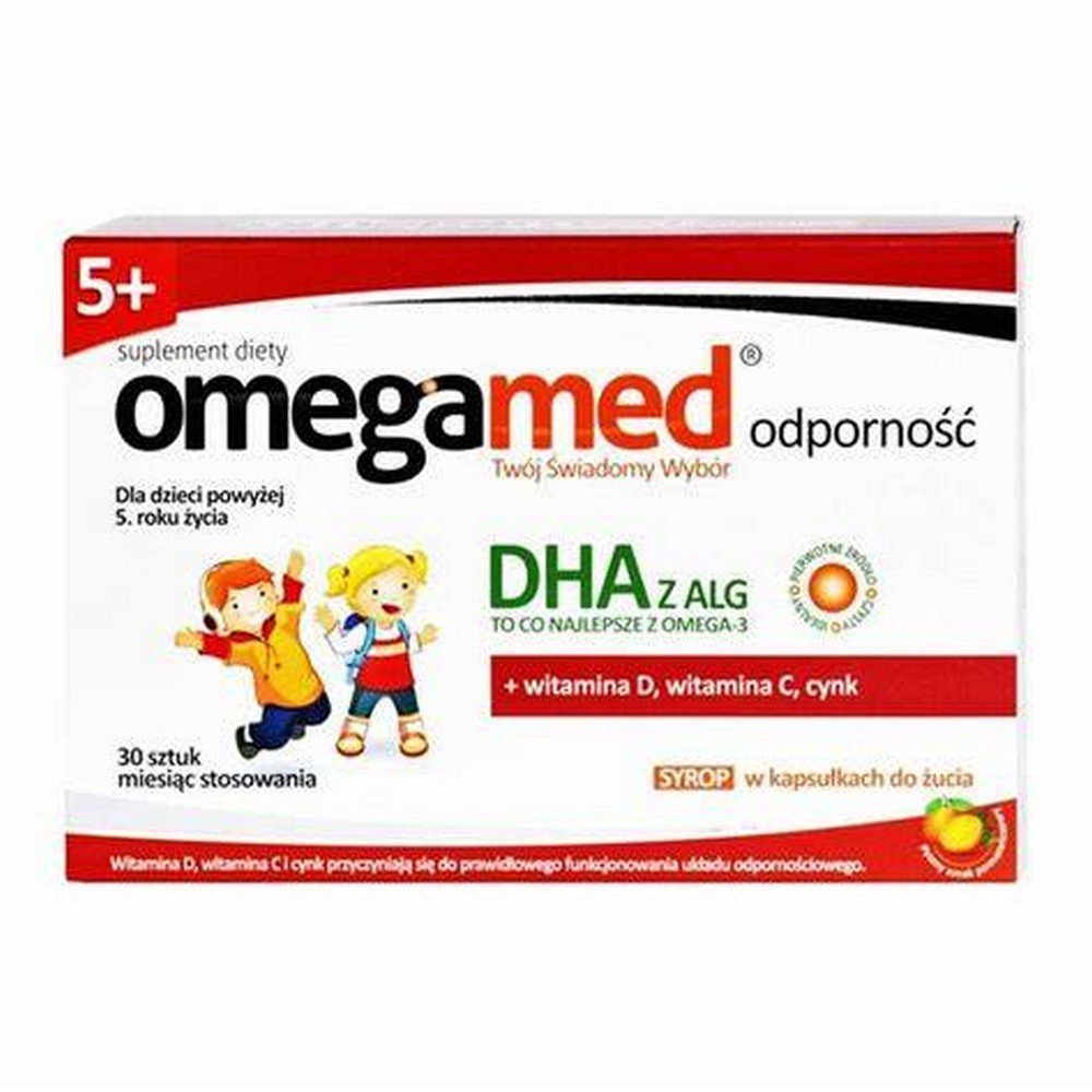 OMEGAMED ODPORNOŚĆ pomarańczowy dla dzieci 30 kapsułek do żucia syrop,OMEGAMED IMMUNITY orange for children 30 chewable syrup capsules