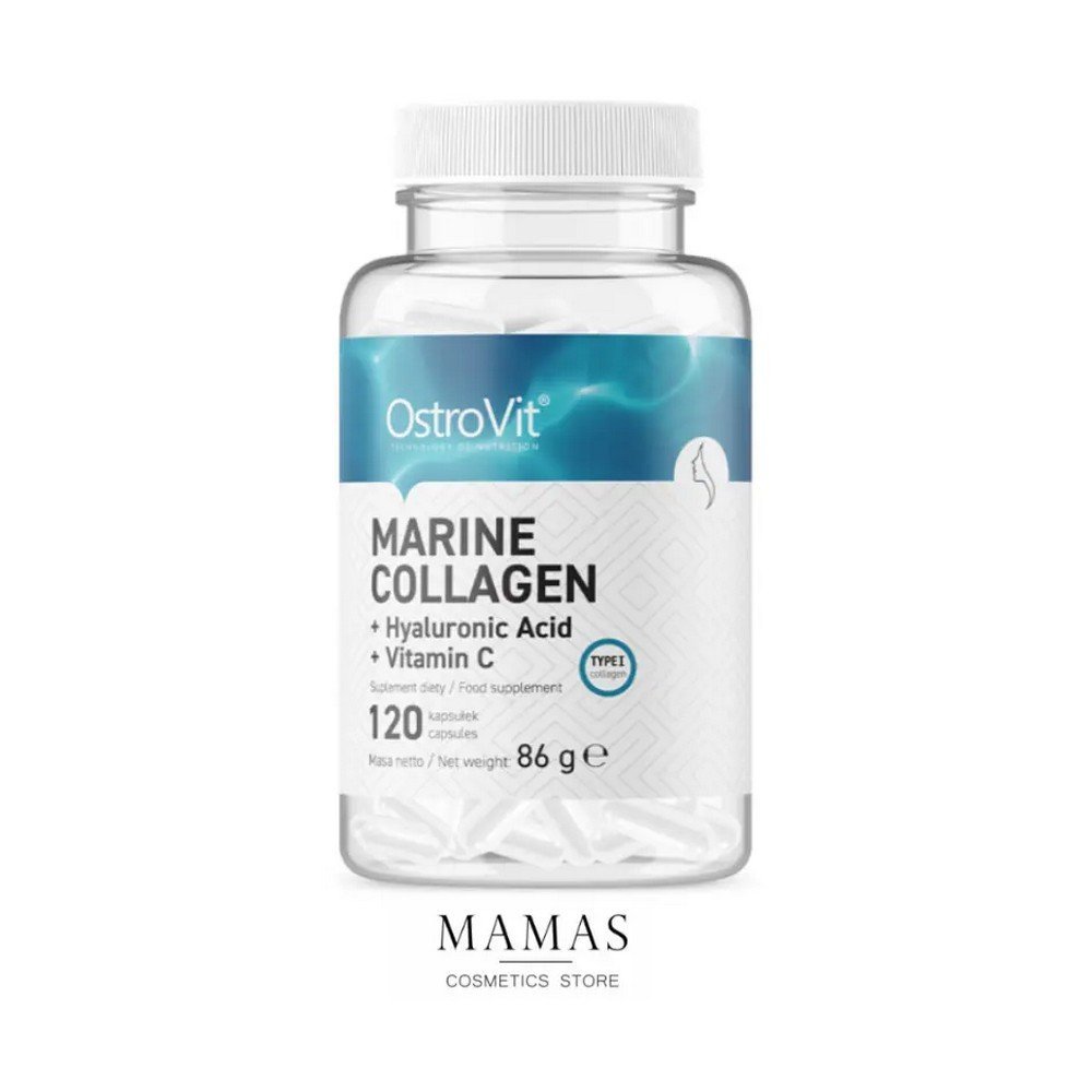 OstroVit Marine Collagen 2200mg Hyaluronic Acid + Vitamin C - 120 Vege Capsules,OstroVit Kolagen Morski 2200 mg Kwas Hialuronowy + Witamina C - 120 Kapsułek Wege