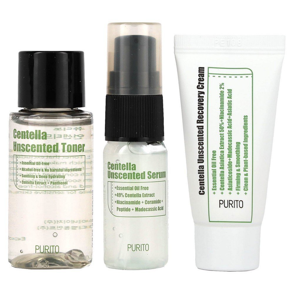 Purito, Centella Unscented Mini Kit, 3 Piece Kit,Purito, Centella Unparfümiertes Mini-Set, 3-teiliges Set