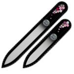Mont Bleu s.r.o.,Set of 2 Czech Black Glass Nail Files with crystals BB-MS,Sada 2 českých pilníků na nehty z černého skla s krystaly BB-MS