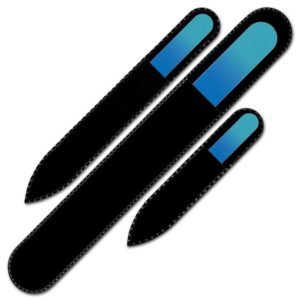 Mont Bleu s.r.o.,Set of 3 Rainbow Crystal Nail Files, Hand made of Czech tempered glass R-BMS4,Sada 3 křišťálových pilníků Rainbow, ručně vyrobená z českého tvrzeného skla R-BMS4