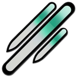 Mont Bleu s.r.o.,Set of 3 Rainbow Crystal Nail Files, Hand made of Czech tempered glass R-BMS9,Sada 3 křišťálových pilníků Rainbow, ručně vyrobená z českého tvrzeného skla R-BMS9
