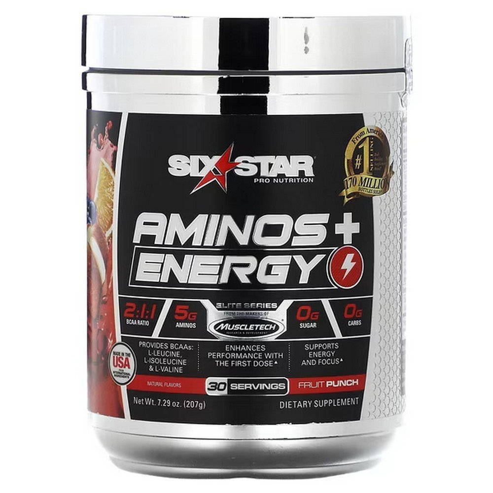 SIXSTAR, Elite Series, Aminos + Energy, Fruit Punch, 7.29 oz (207 g),SIXSTAR, Elite Series, Aminos + Energy, Fruit Punch, 207 g (7,29 oz.)