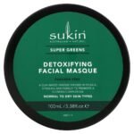 Sukin, Super Greens, Detoxifying Facial Masque, 3.38 fl oz (100 ml),Sukin, Super Greens, Entgiftende Gesichtsmaske, 100 ml (3,38 fl. oz.)
