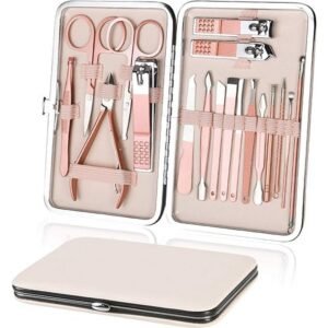 URAQT Nail clippers, manicure set, nail scissors for cuticle removal for men and women, 18 pcs.,URAQT Obcinaczki do paznokci, zestaw do manicure, nożyczki do paznokci do usuwania skórek dla mężczyzn i kobiet,18 szt.