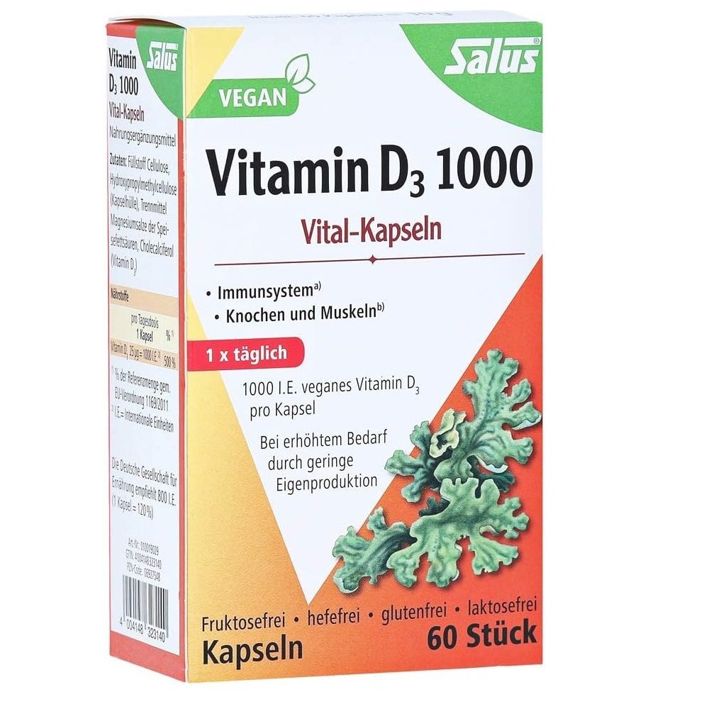 Vitamin D3 1000 Vegan Vital Capsules Salus, Vitamin D3 1000 vegane Vitalkapseln Salus