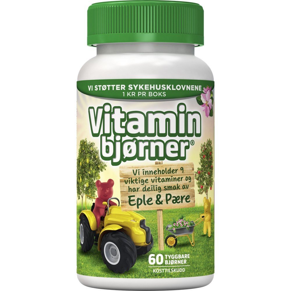 Vitaminbjørner chewable tablets apple and pear flavor 60